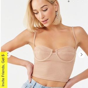 Beige Sweetheart Ribbed Cami Tank Top